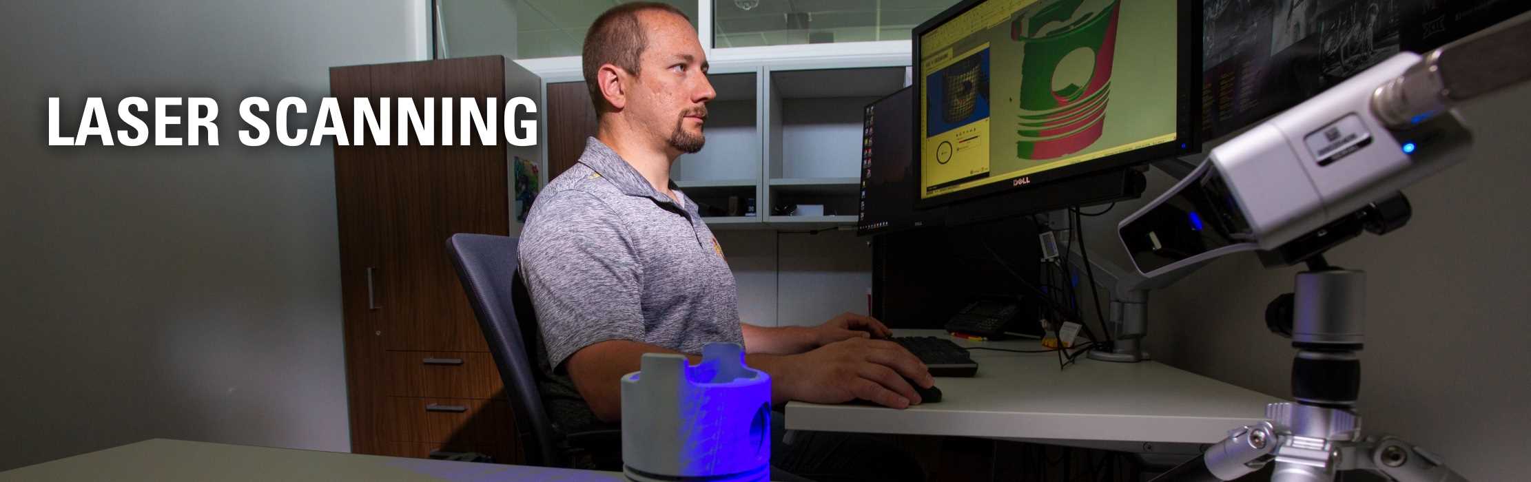 An engineer developing a 3D model of a product: Laser Scanning.